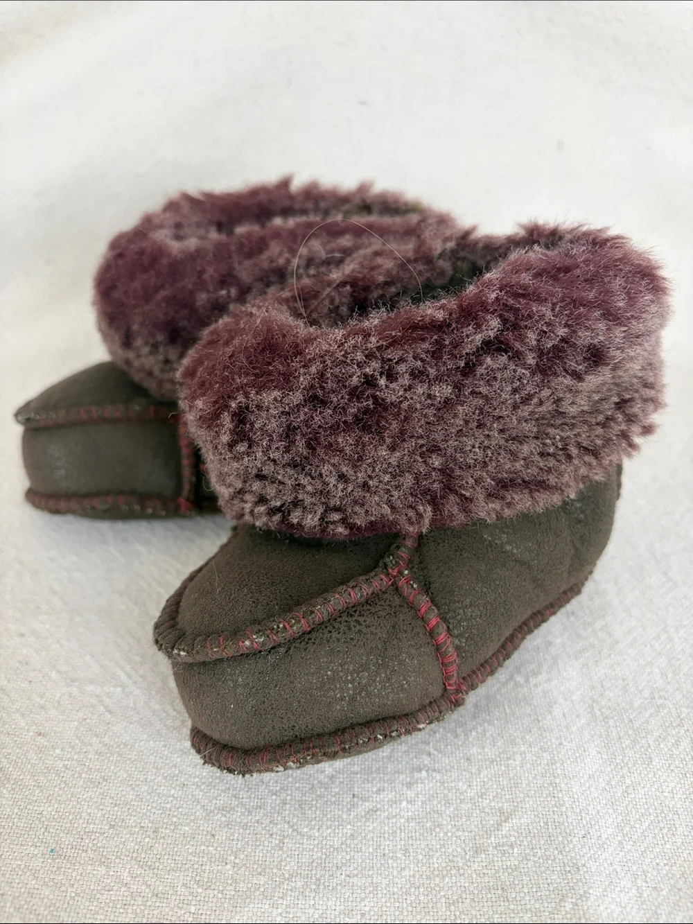 Handmade Sheepskin Baby Booties, Genuine Leather, Natural